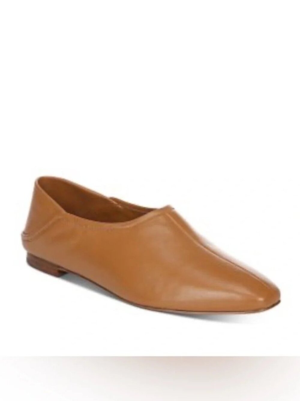 VINCE Branine Camel/Brown Leather Square Toe Minimalist Loafer Flat